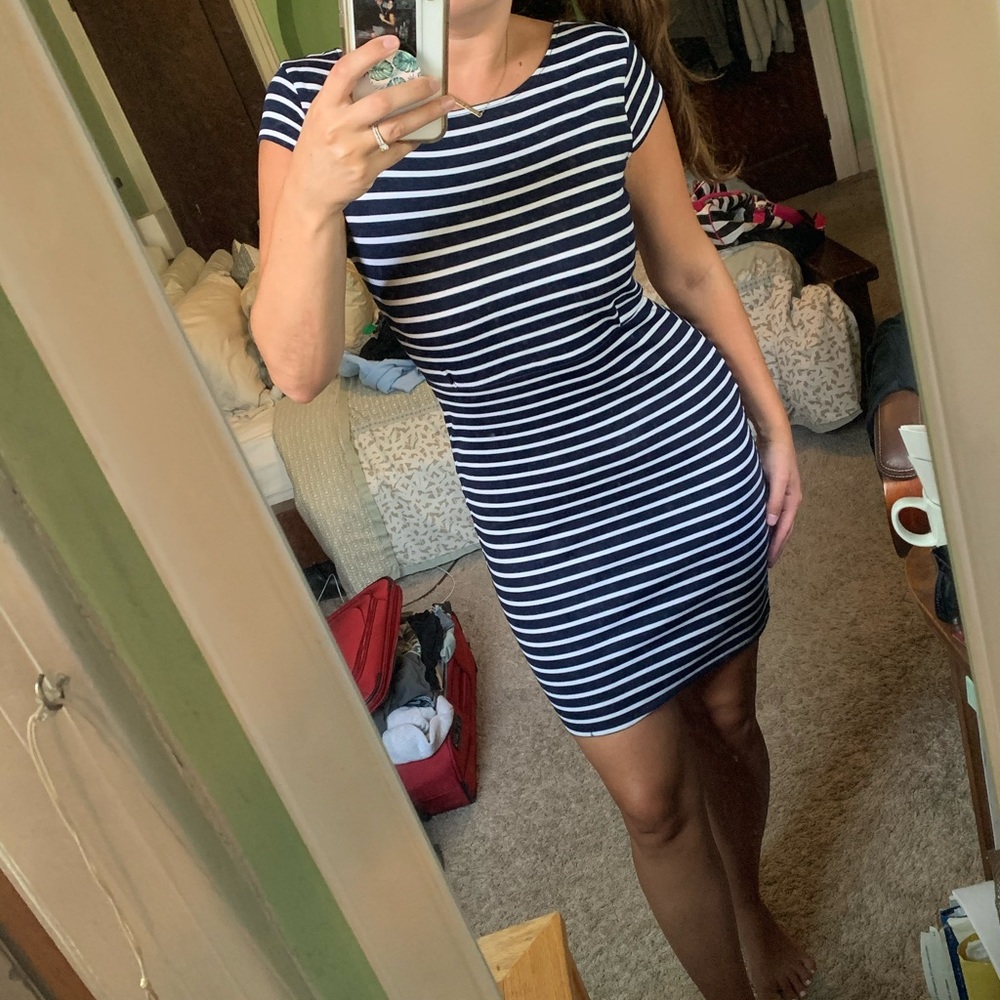 Navy and white striped bodycon